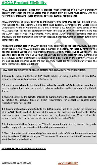 African Growth and Opportunity Act (AGOA). United States-Africa Foreign Trade