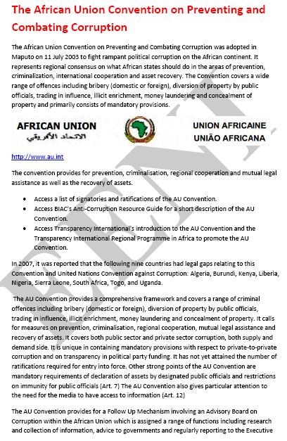 African Union Convention on Preventing and Combating Corruption