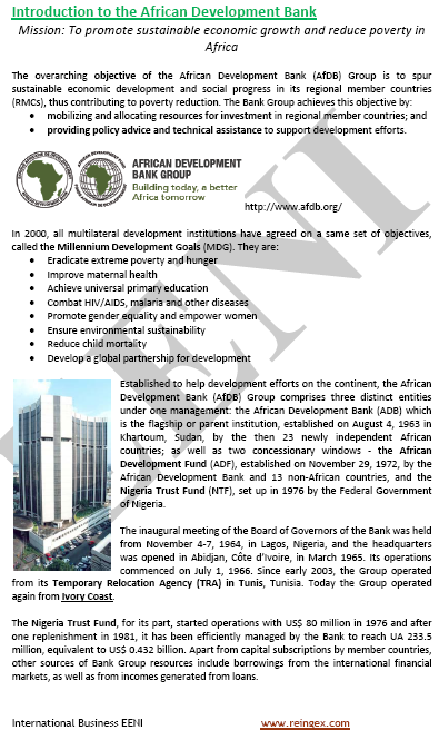 African Development Bank. Economic Integration in Africa