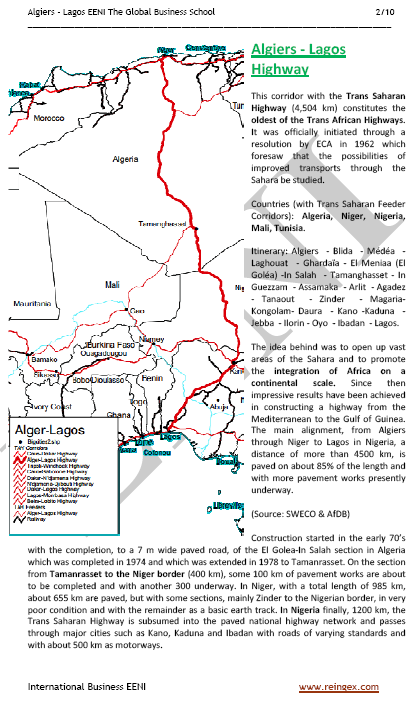 Algiers-Lagos Corridor - Trans-Saharan Highway: Algeria, Niger, Nigeria, Mali, and Tunisia (Road Transport)