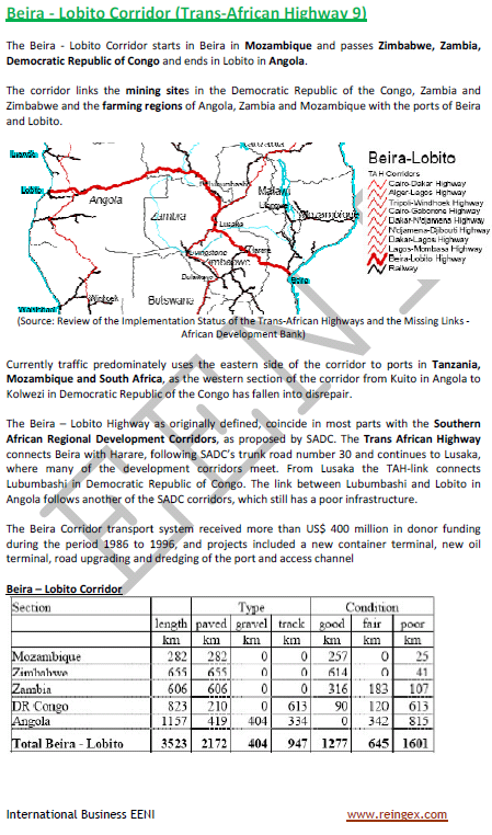 Beira-Lobito Corridor. Access to Angola, the DR Congo, Mozambique, Zambia, and Zimbabwe (Road Transport Course Master)