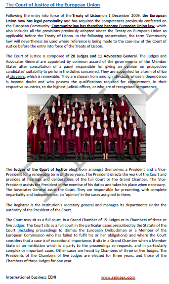 Court of Justice, European Union, Procedures, Principles established by jurisprudence