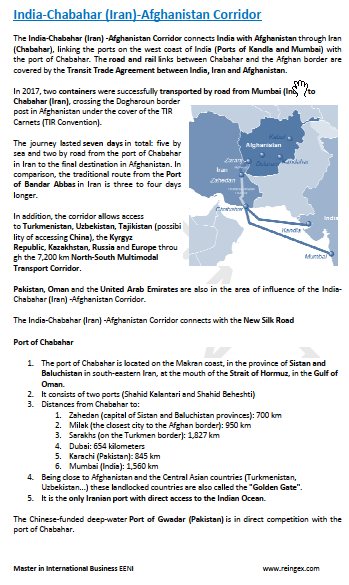India-Chabahar (Iran)-Afghanistan Corridor, Road Transportation