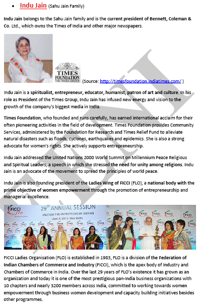 Indu Jain Indian Businesswoman (Course Master Doctorate)