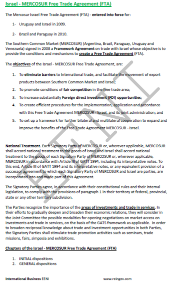 MERCOSUR-Israel Free Trade Agreement