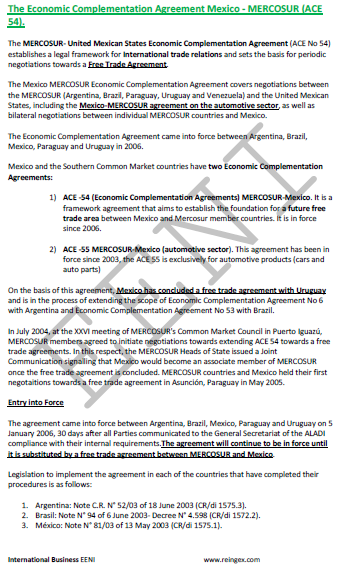 Mexico-MERCOSUR Free Trade Agreement
