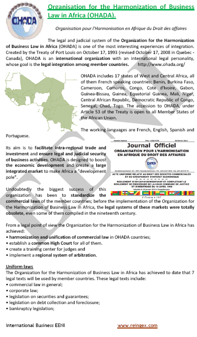 Course Master: Organization for the Harmonization of Business Law in Africa (OHADA)