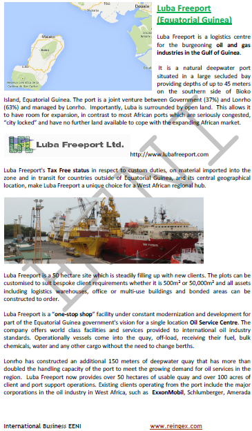 Ports of Equatorial Guinea, Malabo, Bata, Luba Freeport. Maritime Transport Course