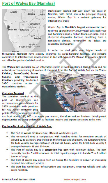 Maritime Transportation Course: Port of Walvis Bay Namibia