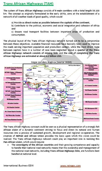 African Transport Corridors. Trans-African Road Network: Cairo-Dakar, Algiers-Lagos, Tripoli-Windhoek