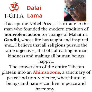 Dalai Lama- Buddhism. Ahimsa Area. Bhagavad Gita