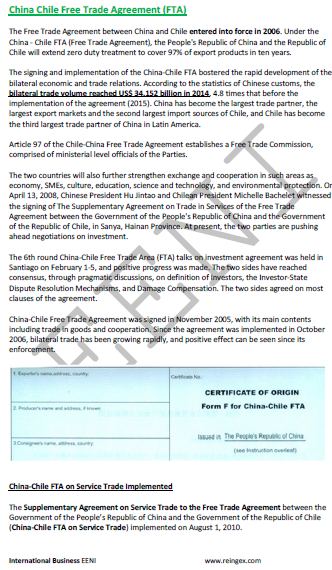 China-Chile Free Trade Agreement (FTA)