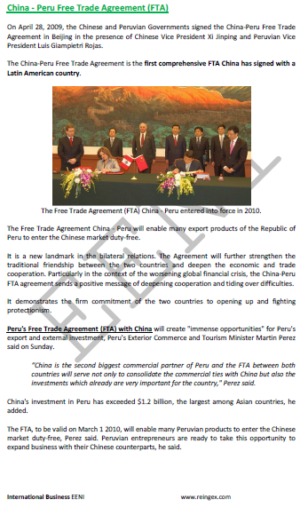 China-Peru Free Trade Agreement (FTA)