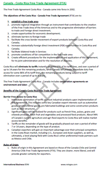 Costa Rica-Canada Free Trade Agreement