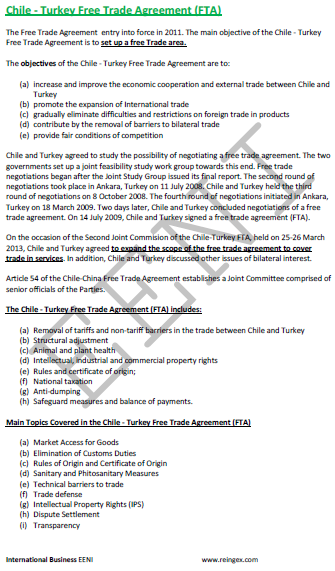 Chile-Turkey Free Trade Agreement (Bachelor, eLearning)