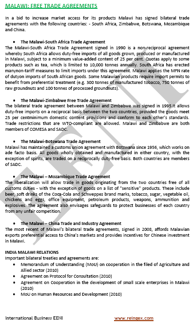 Malawi Free Trade Agreements