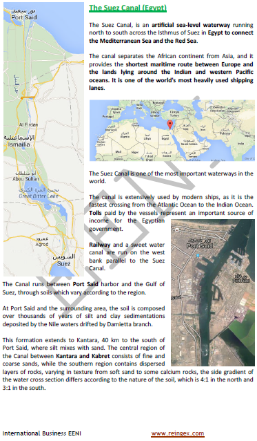 Suez Canal (Egypt): 8% of World Seaborne Trade