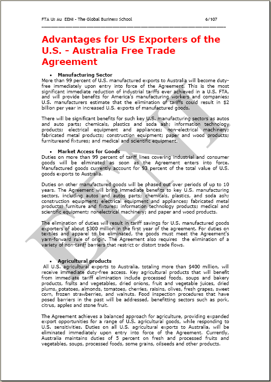 United States-Australia FTA Agreement